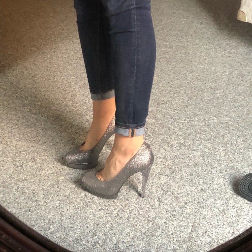 Michael Kors Grey Glitter Platform Heels